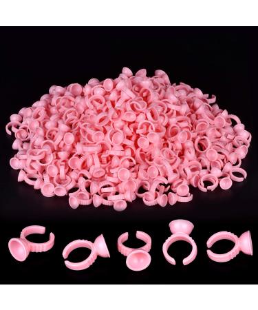 Glue Rings Glue Rings for Eyelash Extensions MEKK 300PCS Pink Lash Extension Supplies Eyelash Glue Rings Disposable Pigment Rings for Eyelash Extension Nail Art