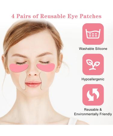 Silicone Under Eye Patches - Reusable Eye Masks for Puffy Eyes | 4 Pairs with Metal Applicator for Lifting & Fine Line Reduction - Buy Online on GoSupps.com
