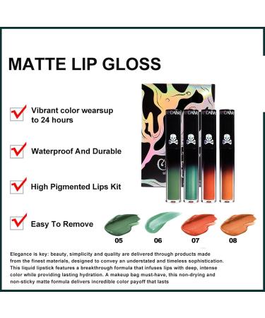 4PCS Halloween Matte Liquid Lipstick Kit | Long Lasting Waterproof Red Lip Gloss | Gothic Festive Lip Color - Buy Online on GoSupps.com