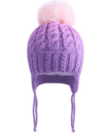 LANGZHEN Toddler Winter Hat Earflap Knit Cap for Baby Boys Girls 2-4 Years - Purple - Buy Online on GoSupps.com