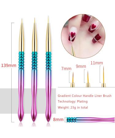 Professional Thin Nail Art Brush Set - 7/9/11mm Detail Brushes for Acrylic & Gel Nails | Perfect for Manicure Salons - Buy Online on GoSupps.com