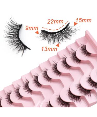Losha Half Cat Eye Lashes 15mm | 10 Pairs Natural Look Wispy False Eyelashes | Fluffy Short Fake Lashes Pack - L11 - Buy Online on GoSupps.com