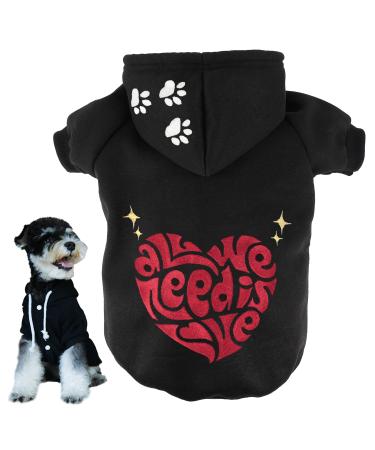 Fashion Dog Hoodie for Medium Dogs Boy Dog Sweatshirt for Small Dogs Girl Funny Embroidery Patterns All We Need is Love Dog Clothes with Buttons S All We Need Is Love Small