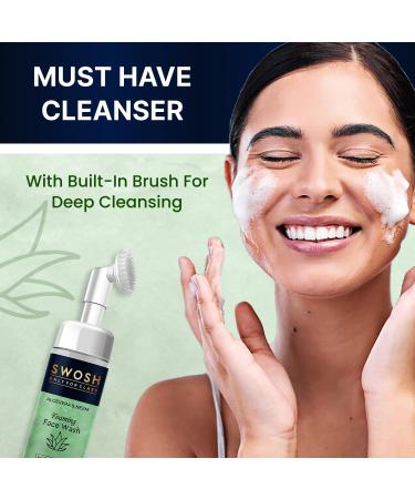 Buy SWOSH Aloe Vera and Neem Foaming Face Wash with Silicone Exfoliating Brush - 100 ml | Perfect for Men & Women | International Shipping Available - Buy Online on GoSupps.com