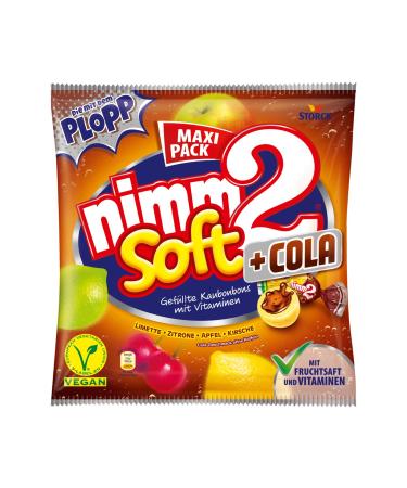 nimm2 Soft +Cola 1 x 345g Maxi Pack Filled chewing candies in four with fruit and cola flavour
