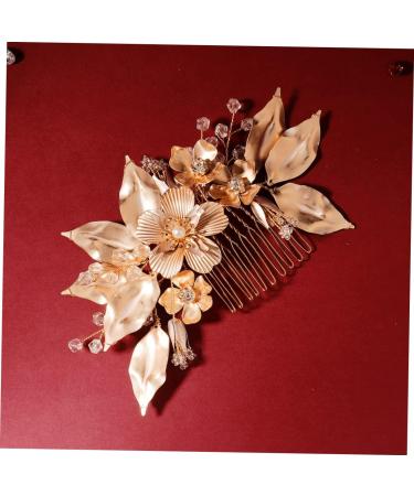 Angoily Golden Flower Hair Comb Bridal Headpiece Crystal Bridal Hair Clips Hair Accessory for Women Combs for Women Crystal Bridal Hair Barrette Tiara Veil Bride European and American - Buy Online on GoSupps.com