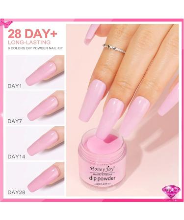 Honey Joy Dip Powder Nail Kit Starter Set - 4 Colors Hot Pink Glitter Dipping Powder Liquid with Base Top Coat Activator - Nail Art Manicure Salon DIY - No LED Lamp Needed - Dip-7pcs-01 - Buy Online on GoSupps.com