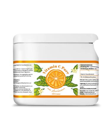 Vitamin C pure 100g - vitamin C powder - pure ascorbic acid - 100 days stock x 1000mg high - with measuring spoon - vegan - premium quality