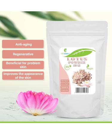 100% Natural Lotus Seed Powder (Nelumbo nucifera) - Improves Skin Appearance Anti-Aging Regenerating Suitable for All Skin Types - 100g - Buy Online on GoSupps.com
