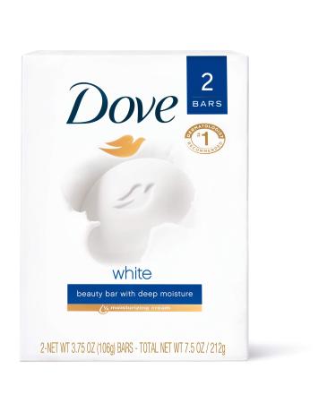 Dove Beauty Bar Gentle Cleanser gor Softer and Smoother Skin with 1/4 Moisturizing Cream White Effectively Washes Away Bacteria Nourishes Your Skin 3.75 Ounce (Pack of 2)