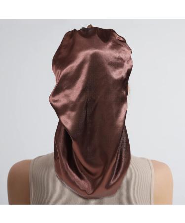 AWAYTR Long Satin Bonnet for Braids - Elastic Silk Night Cap for Women (Brown) - Buy Online on GoSupps.com