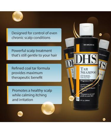 DHS Coal Tar Shampoo - Anti Dandruff Treatment for Men & Women with Psoriasis & Seborrheic Dermatitis - 8 Fl Oz (Pack of 3) - Buy Online on GoSupps.com