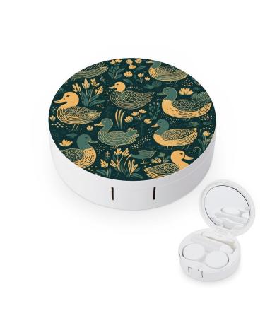 Contact Lens Case Duck Pattern Green Print Plastic Contact Lens Case contact Lens Care Box ontact Lens Travel Box