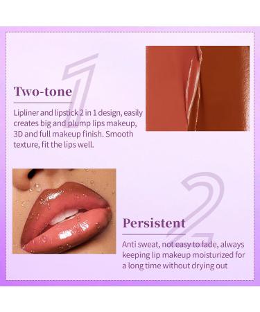 Brown Lipstick & Lip Liner 2-in-1 Combo - Waterproof Matte Lip Tint for Fuller Lips | Perfect for Dark Skin Women - Buy Online on GoSupps.com