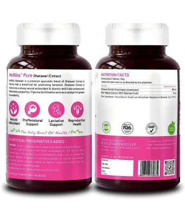 Sheltr Organic Shatavari Biopiperine Tablets - Women's Health, Lactation & Menopause Support - Immunity Booster - Vegetarian - 60 Tablets - Buy Online on GoSupps.com