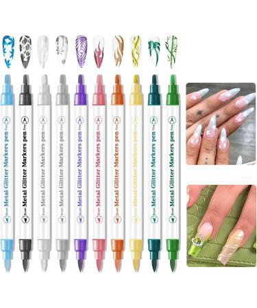 10Pcs Nail Pen Nail Art Pen Waterproof Pen Quick Dry Nail Art Painting Pen Abstract Lines Pen Metallic Nail Drawing Pen 3D Nail Art Set Nail Accessories Set - Buy Online on GoSupps.com