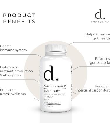 Daily Defense Probiotic Immune Support Supplement - Daily Probiotics for Men with Constipation & Gas - Digestion and Bloating Supplement & Probiotics for Women - 60 Capsules PROBIO-D - Buy Online on GoSupps.com
