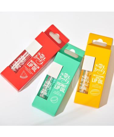 Sol Beauty Watermelon Lip Oil with Watermelon Extract and Shea Butter Nourishes Moisturizes and Softens Your Lips Vegan Friendly and Cruelty Free Lip Oil 2 x 3g - Buy Online on GoSupps.com