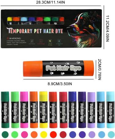Animal Color Pencils 12 Colors Washable Nail Polish Pencil for Dogs Pen Nail Polish for Dogs Pet Fur Color for Various Fur Care Tempor Colors - Buy Online on GoSupps.com