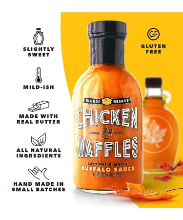 Blonde Beard's Chicken & Waffles Buffalo Sauce - Mild/Medium, Slightly Spicy & Sweet - Ideal for Chicken Wings - Gluten-Free & Natural (8 fl oz) - Buy Online on GoSupps.com