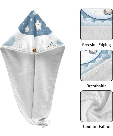Cute Teddy Bear Moon Hair Towel 2 Pack | Super Absorbent Quick Dry Turbans for Women & Girls - Buy Online on GoSupps.com