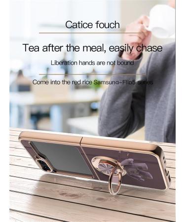 Buy Tivenfezk Nadoli for Samsung Galaxy Z Flip 5 - Ultra Thin 360 Ring Stand Scratch-Resistant Soft Silicone Case Black - Buy Online on GoSupps.com