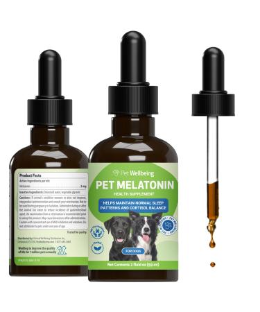 Pet Wellbeing Pet Melatonin for Dogs - Supports Adrenal Health Cortisol Balance Helps Maintain Normal Sleep Patterns - Veterinarian-Formulated Liquid Supplement 2 fl oz (59 ml)