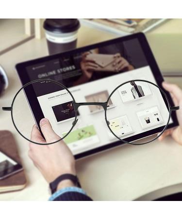 Lanomi Round Metal Reading Glasses for Men & Women - Classic Retro 60s Style Spring Hinge 1.5 Diopters Visual Aid - Buy Online on GoSupps.com