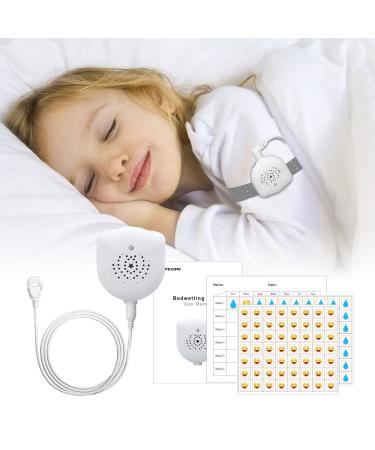 Bedwetting Alarm for Boys and Girls, USB Rechargeable, Pee Alarm with Music Optional and Volume Control, Potty Alarm with Sounds and Vibration, Bed-wetting Sensor for Kids Adults Pure White