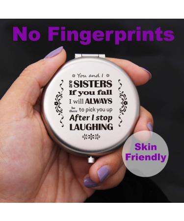 Muminglong Frosted Compact Makeup Mirror - Sister's Birthday & Christmas Gift Ideas - Sister-Sister Laughing (Silver) - Buy Online on GoSupps.com