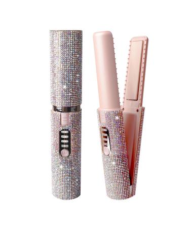 Cordless Hair Straightener and Curler 2 in 1 Portable Mini Cordless Flat Iron for Fine Soft Short Hair Travel Rechargeable Hair Straightener 4800mAh Battery