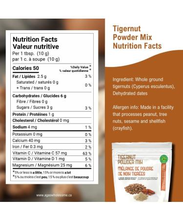 Aga's Wholesome Tigernut Powder Mix 200g Made from Ground Tigernuts & Dates Source from West Africa Plant Based Dairy Alternative Powder Vegan AIP Paleo Non GMO - Buy Online on GoSupps.com