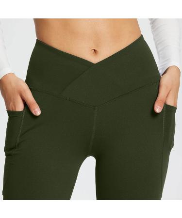 JURANMO High Waisted Flare Yoga Pants | Tummy Control Bell Bottom Leggings | Butt Lifting Bootcut Leggings - Large, Army Green - Buy Online on GoSupps.com
