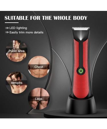 Vexloria Ball Trimmer Men - Electric Groin & Body Hair Groomer with Ceramic Blade, Wet/Dry Shaver, LED Light - Red - Buy Online on GoSupps.com