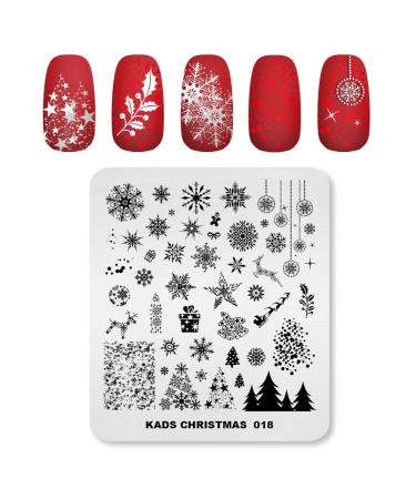 KADS Christmas Stamp Plate Image Template Nail Art Decoration Design Tool Stencil Christmas Tree Snowflake(CH018)