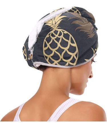 Pineapple Abstract Wallpaper Hair Towels 2 Pack - Super Absorbent Quick Dry Hair Turbans for Women & Girls - Buy Online on GoSupps.com