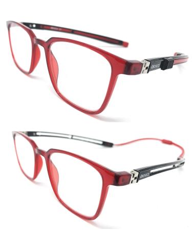 Venice Eyewear Occhiali - Blue light filter reading glasses.TR90 Magnetic Iman expandable Professional for men's women Venice (gray 3.50) red +2.00