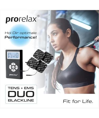 Prorelax Tens/Ems Duo Blackline | Electrotherapy Device for Chronic Pain & Muscle Building | Dual Therapy Massage Device for Tension Relief - Buy Online on GoSupps.com