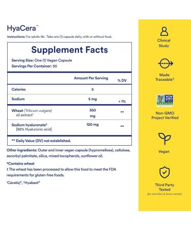 Ritual HyaCera Skin Supplement for Wrinkle Support with Hyabest and Ceratiq for Skin Hydration Support Hyaluronic Acid 30 Capsules - Buy Online on GoSupps.com