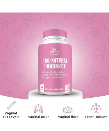 The Vitamin Kitchen Vaginal Probiotics for Women - Pro-Natural Women Probiotic - 5 Billion CFU Vegan Friendly Non-GMO - Odor Control & pH Balance - 30 Servings - Buy Online on GoSupps.com
