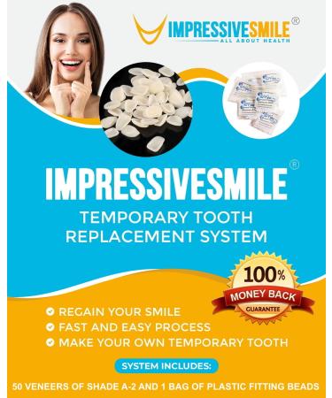 Impressive Smile Ultra Thin Tooth WHITENING VENEERS | COSMETICALY Realistic Looking Solution for Missing OR Broken Teeth | Choose Shade A-1  A-2 or A-3 (A-2)