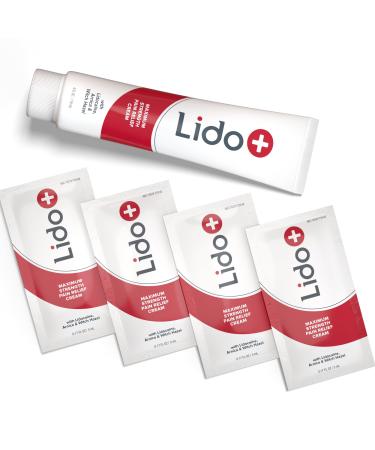 Lido+ Lidocaine Cream | Pain Relief Cream Maximum Strength | 4% Lidocaine 4oz Tube + 4 Sachets Enhanced with Natural Ingredients for Joint & Muscle Pain Relief Made in USA