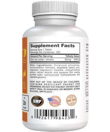 AlcheVita Zinc 50mg Supplement - High Bio-Availability for Immune, Bone, Skin & Muscle Support - Buy Online on GoSupps.com