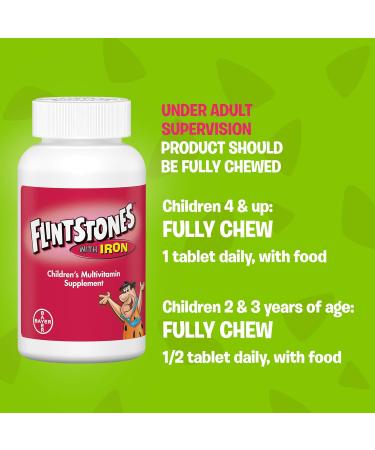 Flintstones Plus Iron Chewable Vitamins - 60ct | Essential Children's Supplement - Buy Online on GoSupps.com