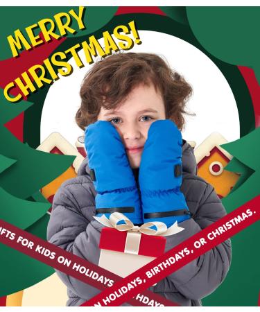 Kids Electric Heated Winter Gloves - Toddler Waterproof Ski Mittens, Blue - L/XL (8-12 Years) - Buy Online on GoSupps.com