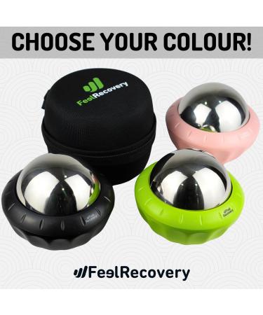 Therapeutic Massage Ball with Gel & Stainless Steel for Cold/Heat Therapy - Small Roller with Handle for Fascia Back Neck & Feet - Ideal Wellness Gift in Black - Buy Online on GoSupps.com