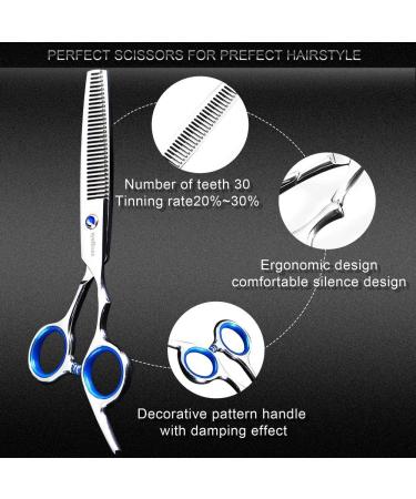 Professional Hair Cutting Scissors Kit - 12Pcs Set with Thinning Shears, Comb, Cloth, Clip - 4CR Stainless Steel for Home Salon and Barber Use - Buy Online on GoSupps.com