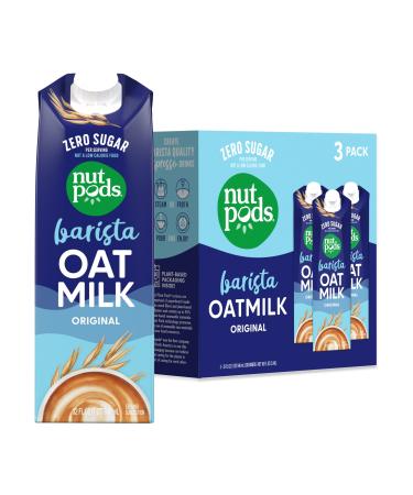 nutpods Original Barista Oat Milk - Sugar Free Non Dairy Milk Made from Oats - Keto Oatmilk Barista Blend - 70 calories, Gluten Free, Non-GMO, Vegan, Kosher, 32 fl oz (3-Pack) 32 Fl Oz (Pack of 3)