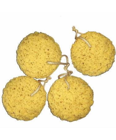 5.4 Inch Natural Sea Wool Sponge with Lanyard Bath Sponges Exfoliating Cleaning Body Scrubber Body Sponge Kind on Skin 4 Pcs