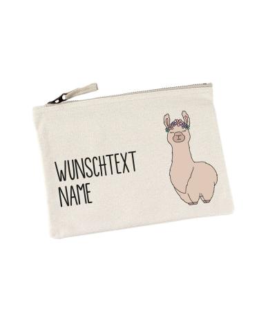 Herz & Heim Cosmetic bag - Lama - with print of name and desired text